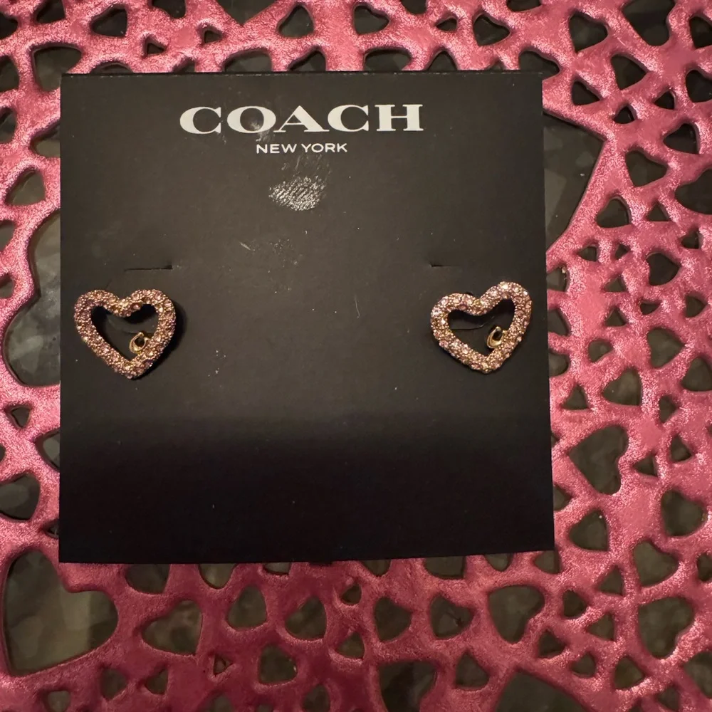 Coach Glittering Gold Heart Earrings - Picture 5 of 6